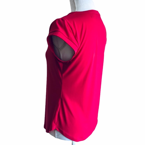 NEW YORK & COMPANY HOT PINK CAP SLEEVE V NECK TOP - Picture 4 of 4